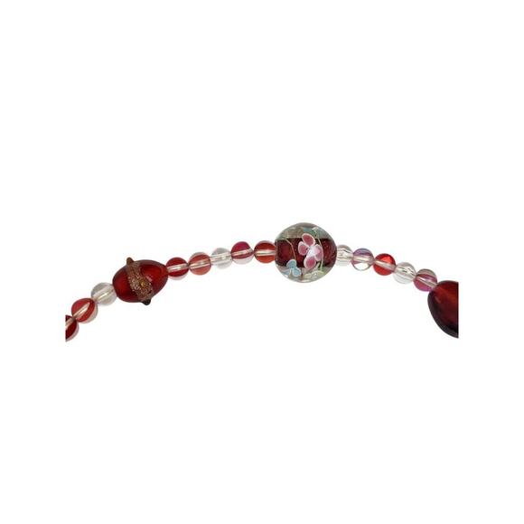 Mystic Aura Red Titanium Rainbow Translucent Square Czech Glass Beads Necklace - Picture 4 of 4